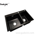 black nano double bowl handmade kitchen sink